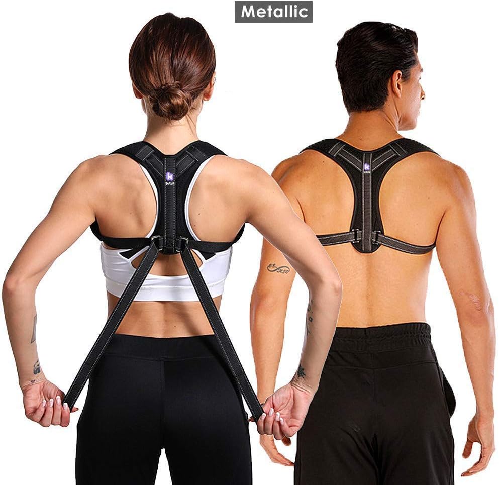 KRIM Metallic Plate-Support Posture Corrector Back Brace Belt For Women & Men (FREE Size)