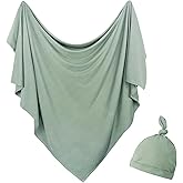 OWLOWLA Newborn Swaddle Set Stretch Wrap Swaddle Receiving Blanket for Baby Boy Girl(Olive-rm)