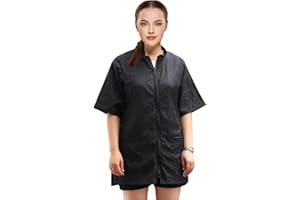 Gliitatu Grooming Smock for Dog Groomer Barber Jackets for Women Men Professional Salon Cosmetologist Smock Black Full Zipper(M)