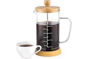 wedrink French Press Coffee Maker 34oz - Thicken Heat-Resistant Borosilicate Glass Bamboo Lid Coffee Press (1000ml)