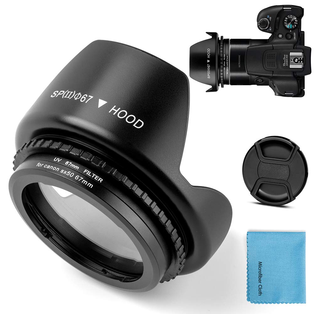 67mm Metal Filter Adapter Ring for Canon PowerShot SX30 IS/SX40 HS/SX50 HS SX70HS Digital Camera replacement Canon FA-DC67A filter adapter Tulip Flower Lens Hood uv filter