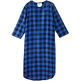 Men’s Open Back Adaptive Flannel Nightgown for Seniors - Back Snap Nightgowns With Dome Closure