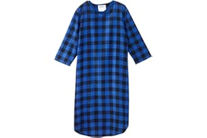 SILVERT'S ADAPTIVE CLOTHING & FOOTWEAR Men’s Open Back Adaptive Flannel Nightgown for Seniors - Back Snap Nightgowns With Dome Closure