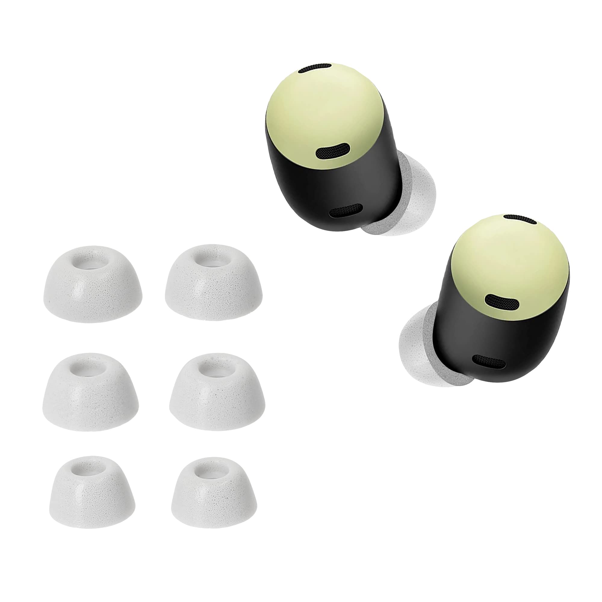 kwmobile Replacement Ear Tips Compatible with Google Pixel Buds Pro - Set of 6 - Memory Foam Eartips - White