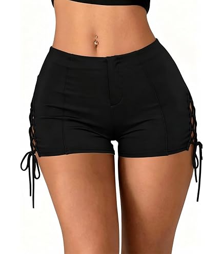WDIRARA Women's Lace Low Rise Stretchy Ruffle Going Out Mini