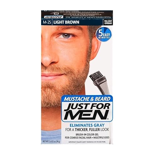Just For Men BrushIn Mustache, Beard And Sideburns, Light Brown Kit