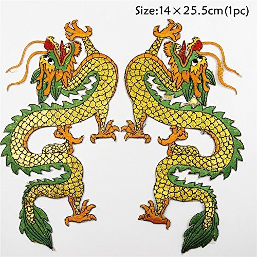 New Gold dragon patch Chinese Dragon Patch Iron On Embroidered Applique Fabric Stickers For Clothes Jacket Bag Hot Sale 2pcs/pair