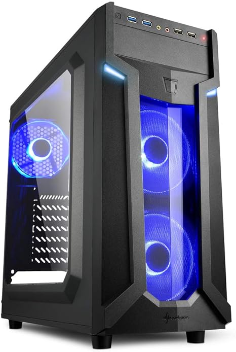 Sharkoon VG6-W - Caja de Ordenador, PC Gaming, Semitorre ATX, Azul: Amazon.es: Informática