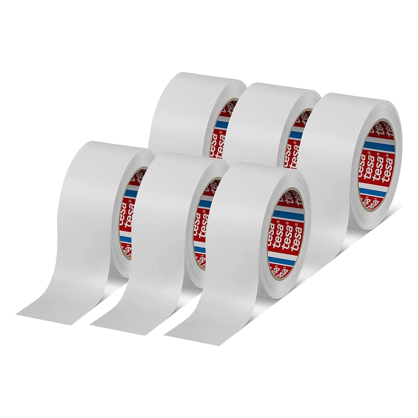 tesa Pack 4313 Paper Parcel Tape in Pack of 6 - Tape for Packaging Parcels and Boxes - White - 6 Rolls Each 50 m x 50 mm