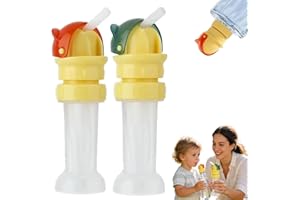 Kids Water Bottle Spout Conversion Cap with Straw - Universal Bottle Straw Lid Adapter, Spill-Resistant Flip Top Cover for Ju
