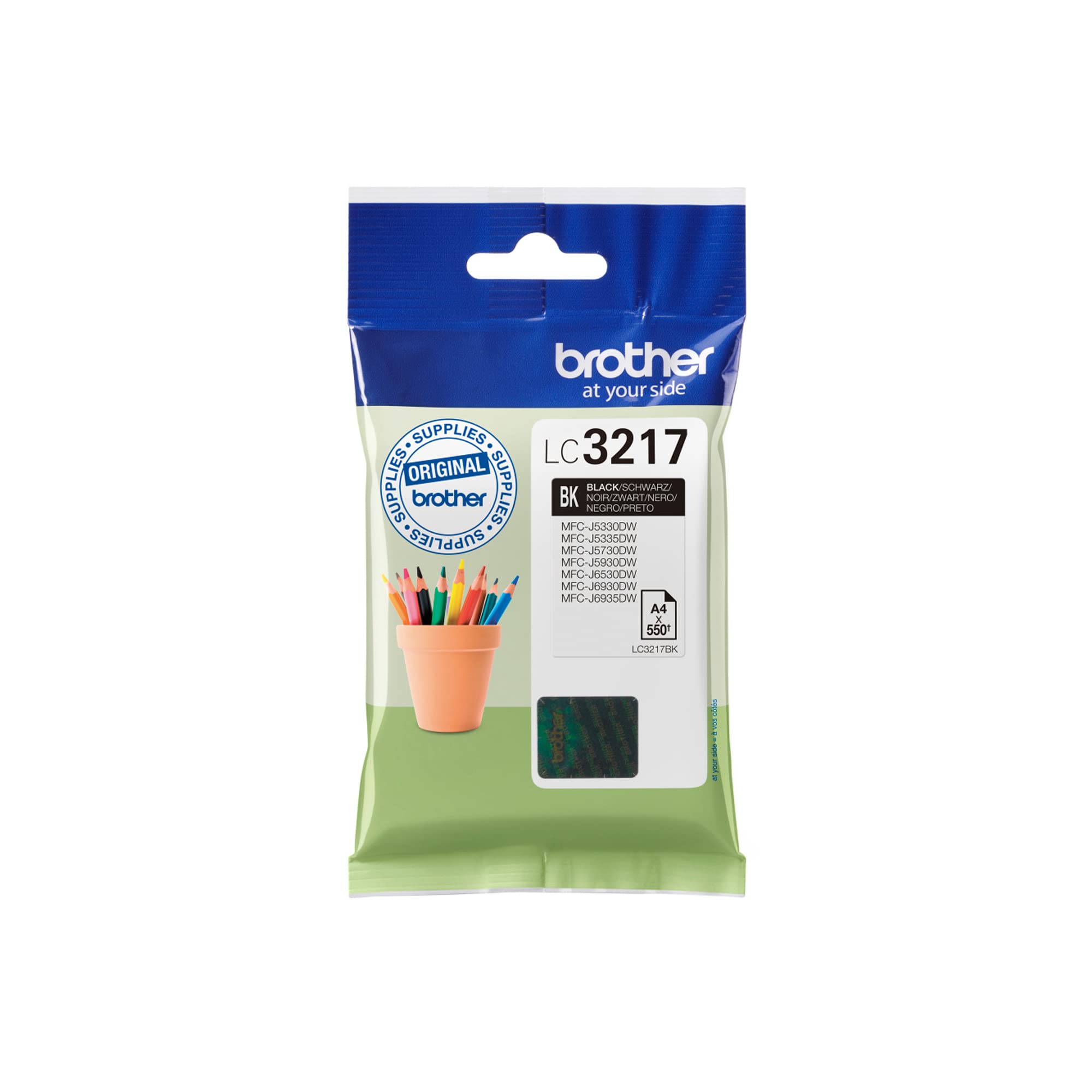 Brother LC-3217BK Inkjet Cartridge, Black, Single Pack, Standard Yield, Includes 1 x Inkjet Cartridge, Genuine Supplies