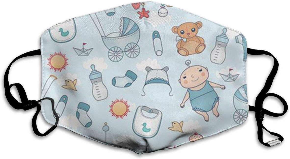 EDFYUHJ New Born Baby Fashion Earloop Face Masks, Anti-Dust Anti Flu Pollenm Germs Bacteria Virus Smog Face and Nose Cover with Adjustable Elastic Strap, Medical Mask