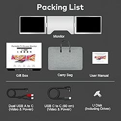 ForHelp Triple Portable Monitor, FHD 1200P IPS