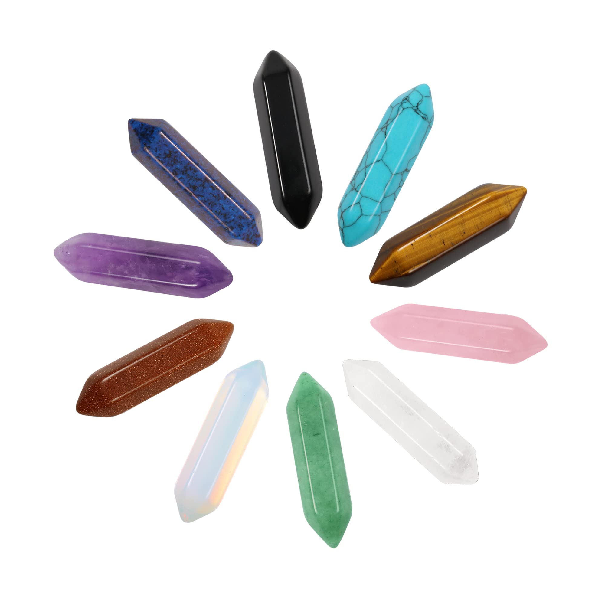 Wholesale 10pcs Natural Crystal Pendant Healing Quartz Stone Wands Set Hexagonal Reiki Stones Therapy Home Decoration