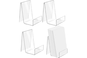 Worown 4 Pack (2.95” x 3.54” x 4.1”) Acrylic Book Stands, Clear Book Holder, 2.17" Plus Wide Base Acrylic Display Stand for B
