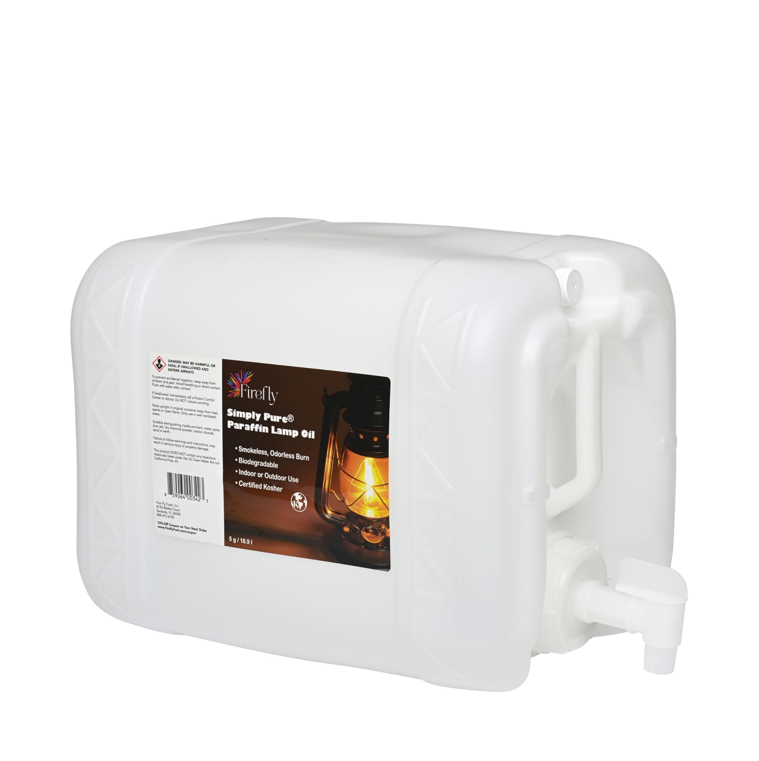 Firefly Fuel Premium Liquid Paraffin Lamp Oil for Indoor Use 5 Gallons - Indoor Smokeless Odorless Paraffin Oil Fuel for Lamps, Lanterns, Candles, Long-Lasting Burn, Kosher