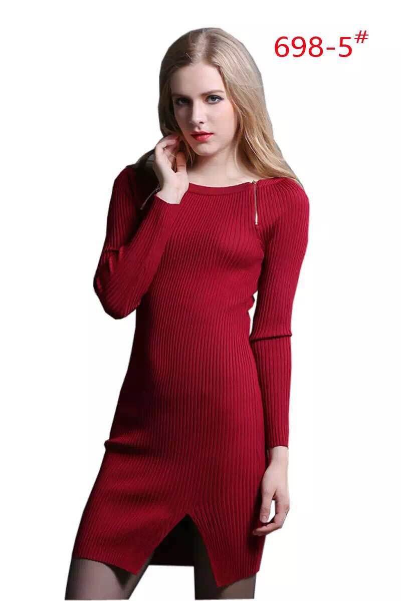Goddess Area Women\'s Classic Slim Fit Long Sleeve Bodycon Midi Pencil Sweater Dress (A3, Red3)
