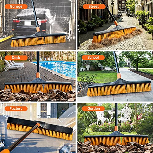 CLEANHOME Garden Broom, Yard Brush Heavy Duty Outdoor 2-1,50&66in, suitable for Schools, Factories, Garden Broom Outdoor,Sweeping Brush（23.6in）