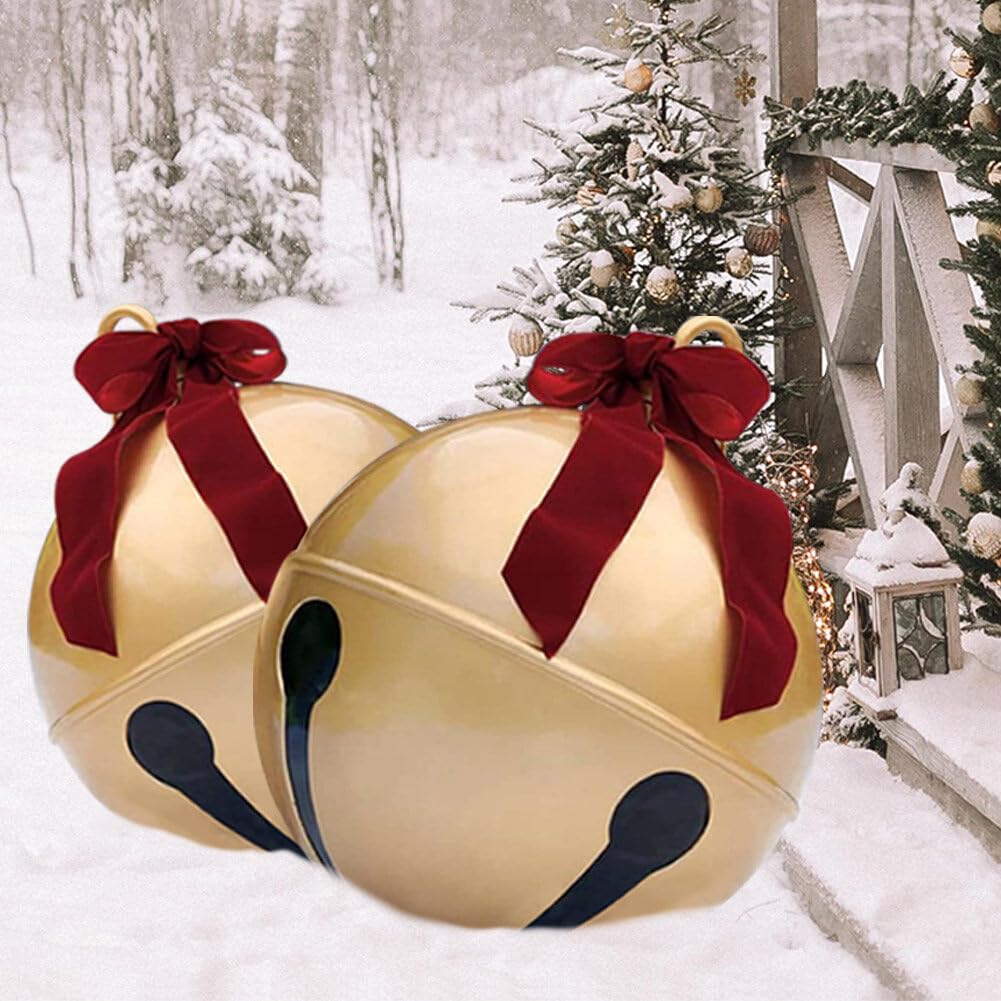 Photo 1 of 2PCS Inflatable Christmas Ball 23.6IN Giant Jingle Bell Inflatable Ball Fun Christmas Inflatable Yard Decor Xmas Balloon Pendant Outdoor Ornament for Garden Yard Patio Christmas Holiday Decor