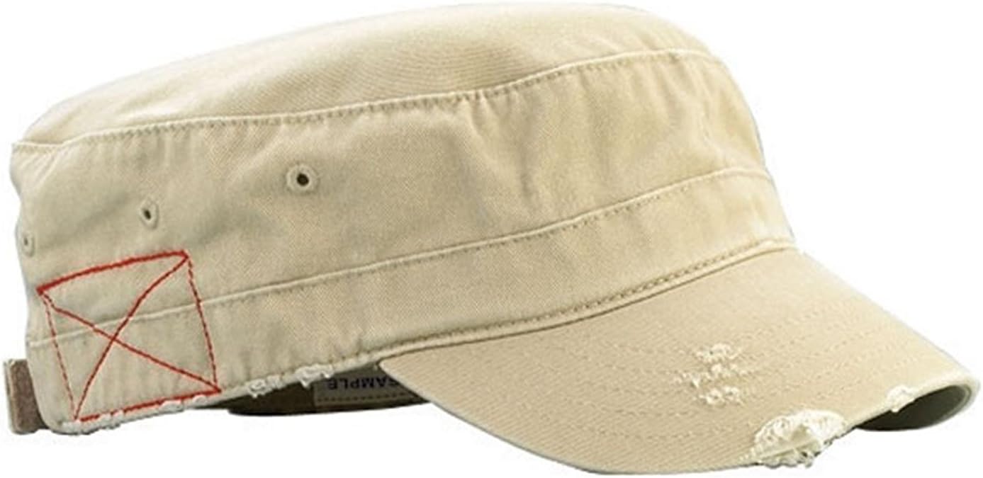 MG Distressed Washed Cotton Cadet Army Cap Khaki