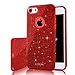 ZUSLAB iPhone 7 Case, [Rosy] Bling Luxury Glitter Cover, Dual Layer Fashion Protective Soft Rubber Flexible Ultra Slim Case for Apple iPhone 7 (Red)