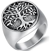 Jude Jewelers Stainless Steel Tree of Life Round Signet Ring