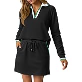 Fisoew Womens 2 Piece Outfits Casual Long Sleeve Tops Mini Skirts Travel Vacation Lounge Sets