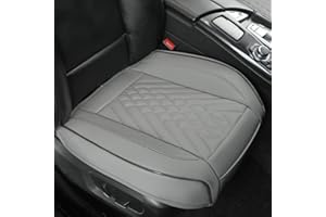 GIANT PANDA 1pack Front Car Seat Cover Bottom Seat Cover, PU Leather Driver Car Seat Protector Fits 95% of Vehicles, Wrapping Around The Bottom (Grey)