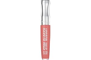 Rimmel London Stay Glossy, 470 Perfect Peony, Lip Gloss, Non-Sticky, Cruelty-Free, Color and Shine, Up To 6-Hour Wear, Precise Applicator, 0.18oz