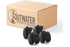 OUTWATER 2" Wheel Diameter | Black Nylon Swivel Hooded Samson Twin Wheel Caster | 1/4-20 x 1/2" Threaded Stem | Installed mounting Height: 2-5/16''| 4 Pack