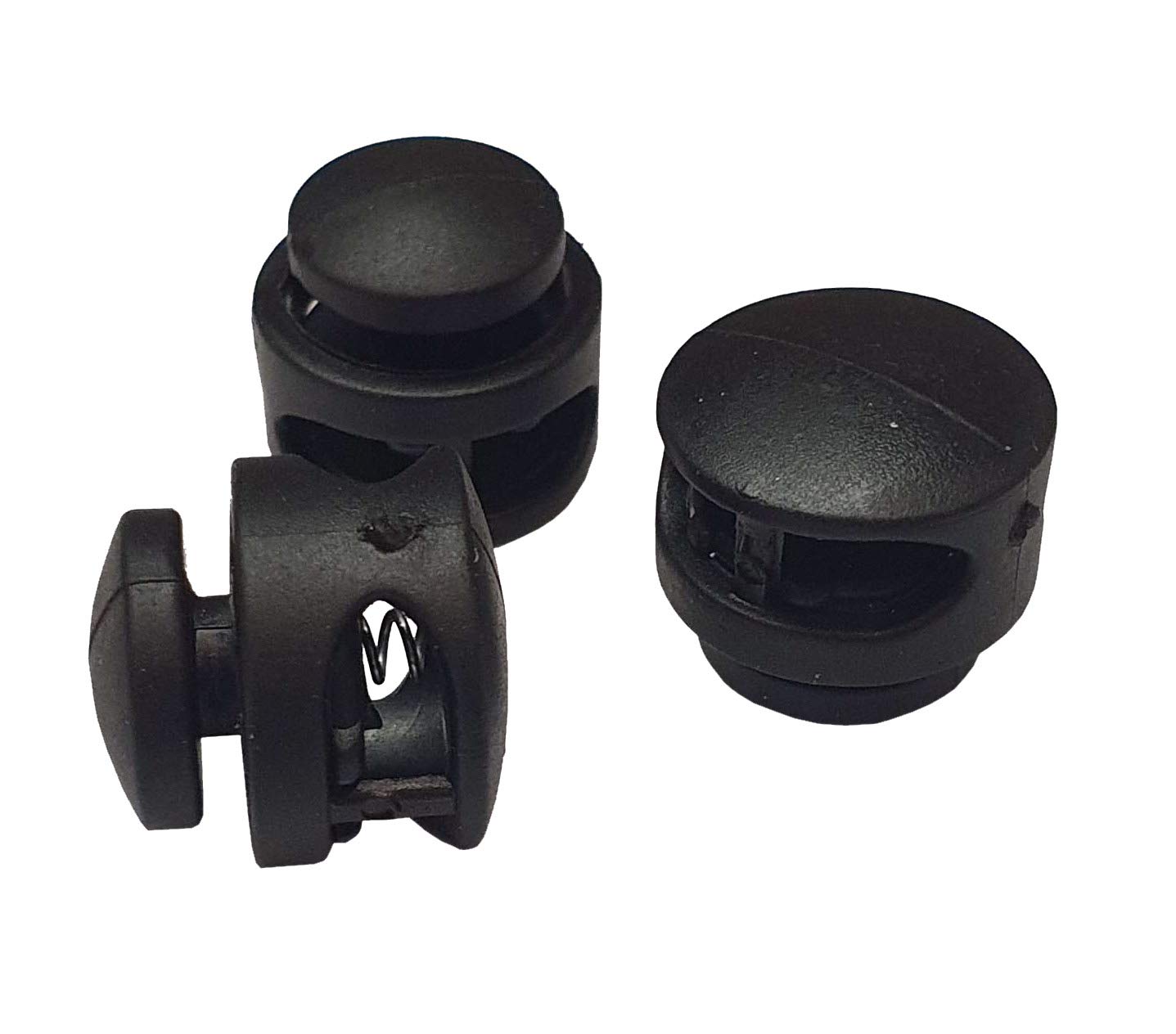 Pack of 10 Cord Locks, Double Hole Cord Clamp, Black, Ideal for 3/4/5 mm Cord, Laces, Band Clamp, Toggle Stop for Ropes, Jackets, Elastic Band (Model - 8)