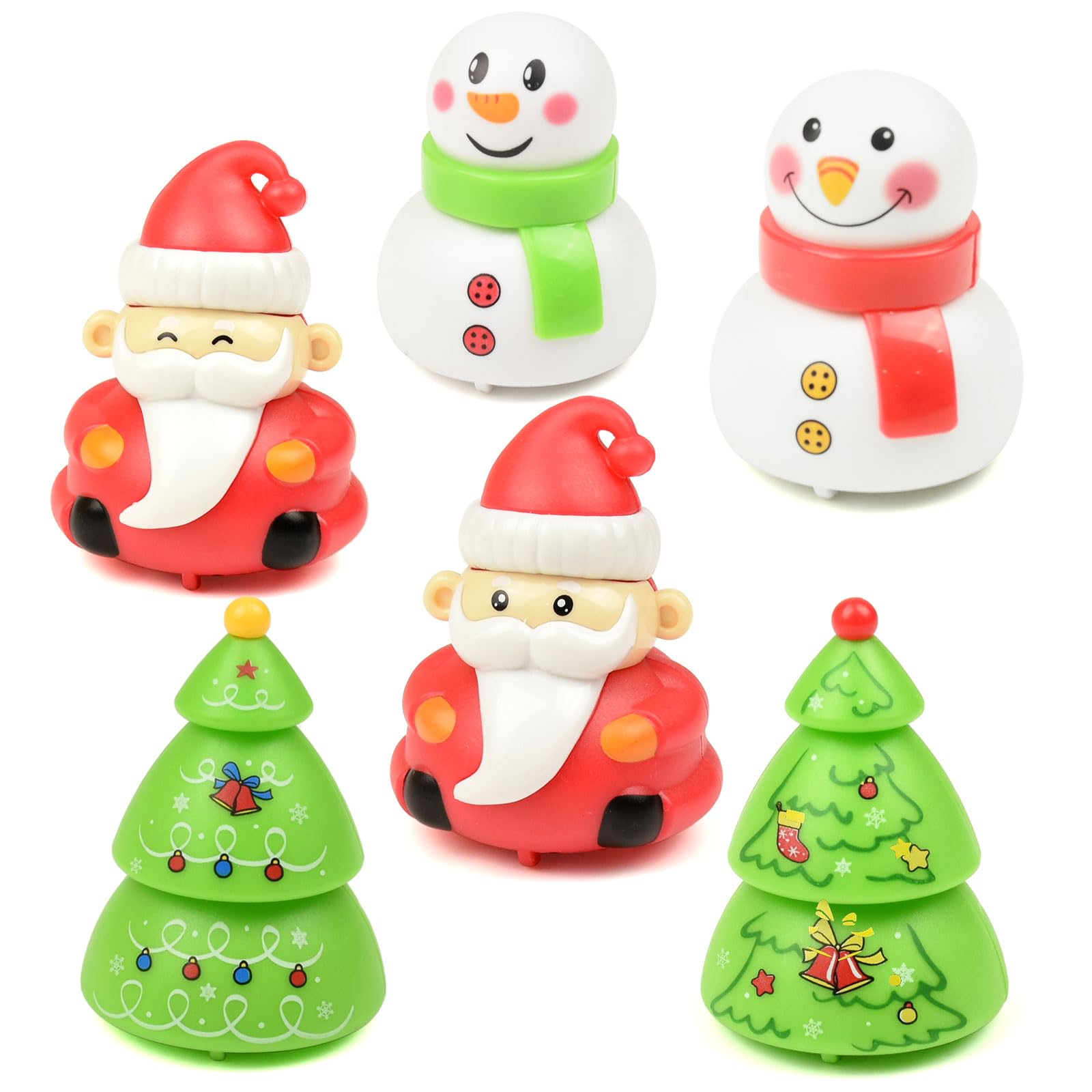 Surplex Christmas Decor Pull Back Car, Mini Snowman/Santa Claus/Christmas Tree Shape Vehicle Play, Toddler Toy Car Christmas Party Favors Xmas Stocking Stuffers Goody Bag Filler for Kids Gift (6 Pcs)