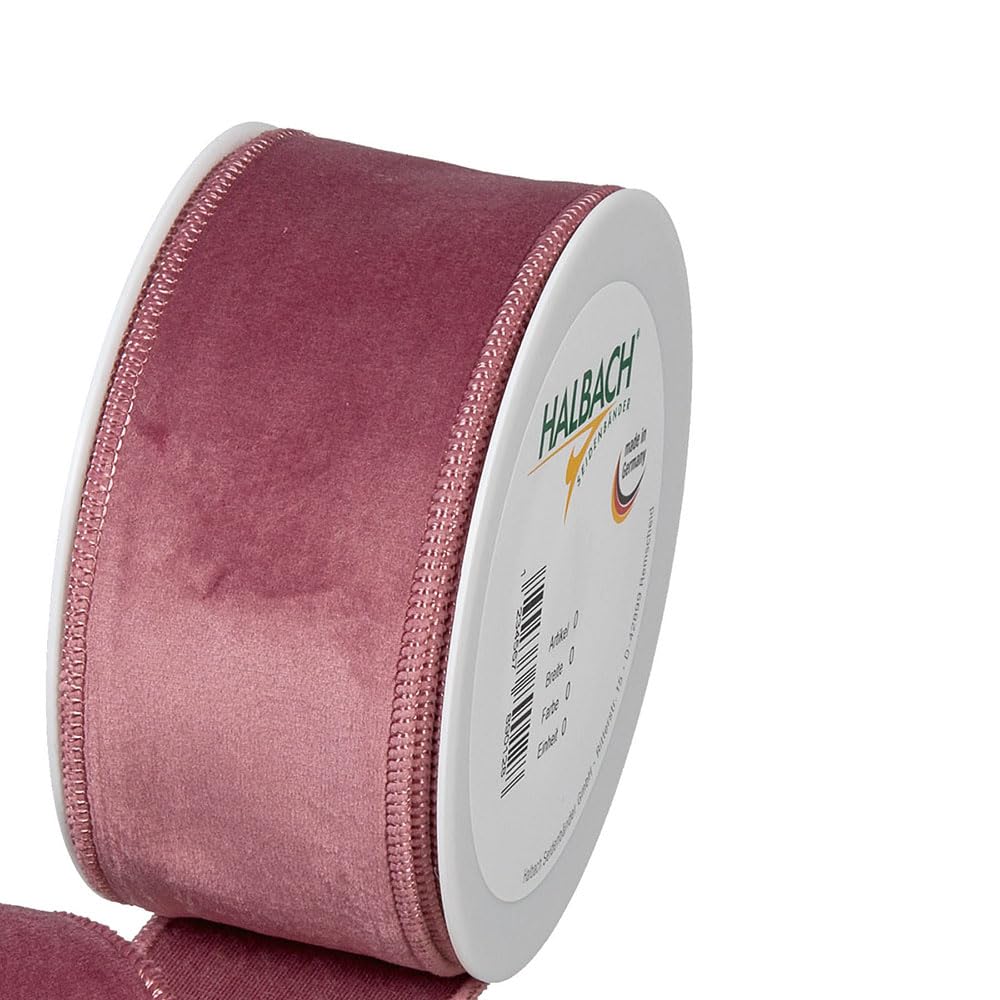 FloristryWarehouse Dusky Pink Christmas Velvet Fabric Ribbon 50mm (2") Wide on 8m roll Wired Edge