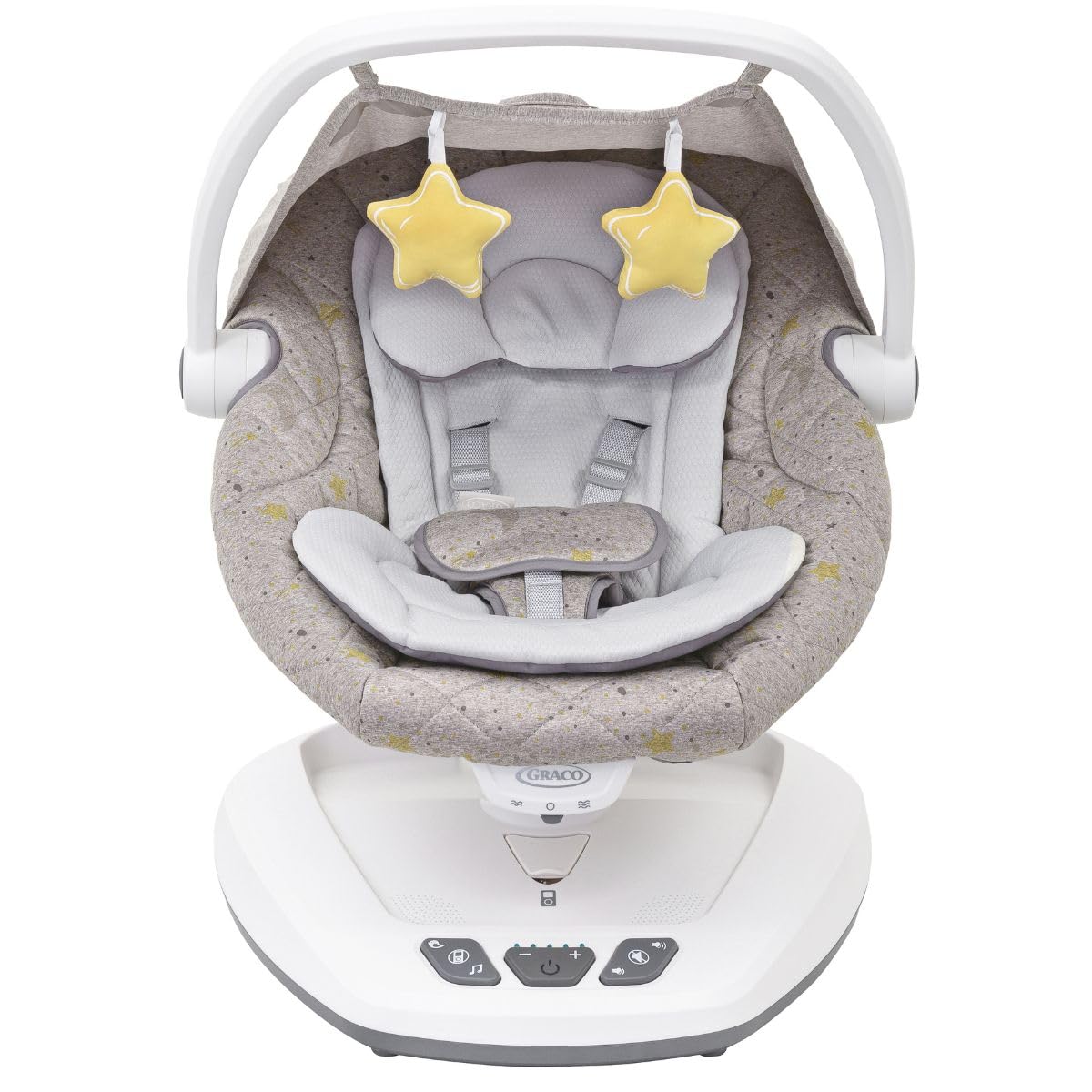 Graco Move with Me Soother with 5 swaying speeds, music, 2 recline positions, 2 vibration settings and folds up for storage. Suitable from birth to approx. 6 months (9 kg), Stargazer fashion