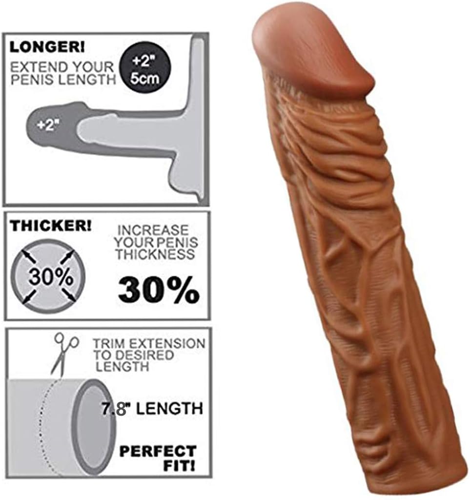 Silicone Realistic Extender Sleeve Extension Girth Enhancer Enlarger Toy for Men-2