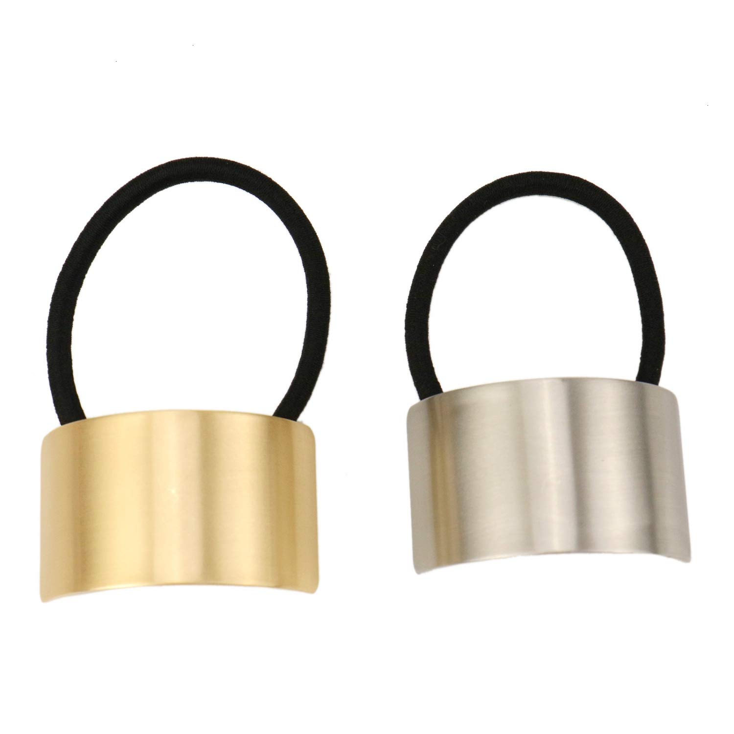 JETEHO 2 Pieces Alloy Metal Punk Circle Hair Cuff Ponytail Holder Elastic Hair Ties