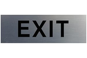 All Quality Basic Exit Wall or Door Sign - Simple & Clear To Ensure Safety | Easy to Install - Silver - Small (1 Pack)