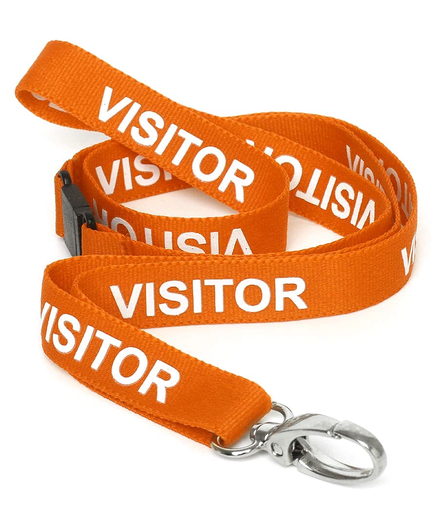 CKB LTD Visitor LANYARDS Breakaway Safety Lanyard Neck Strap Swivel Metal Clip for ID Card Holder - Pull Quick Release Design (Orange, Pack of 10)