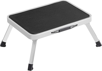 SONGMICS GSL01WT Step Ladder Folding Stool Steel 150 kg 210 cm Non Slip