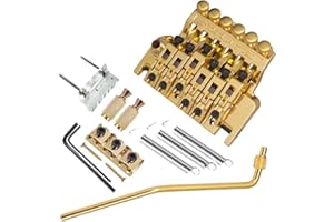 Floyd Rose Style Double Locking Tremolo Bridge Set, for Electric Guitar, Zinc Alloy 6-String Guitar Bridge Replacement, with 