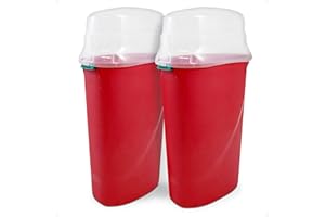 HOMZ 2-Pack Seasonal Holiday, Plastic Vertical Gift Wrap Storage Organizer, Red & Clear - Paper Wrapping Bin Containers for Christmas Gifts and Birthday Presents