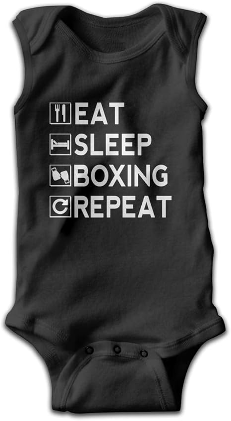 Address Verb Baby Sleeveless Bodysuits Eat Sleep Boxing Repeat Unisex 