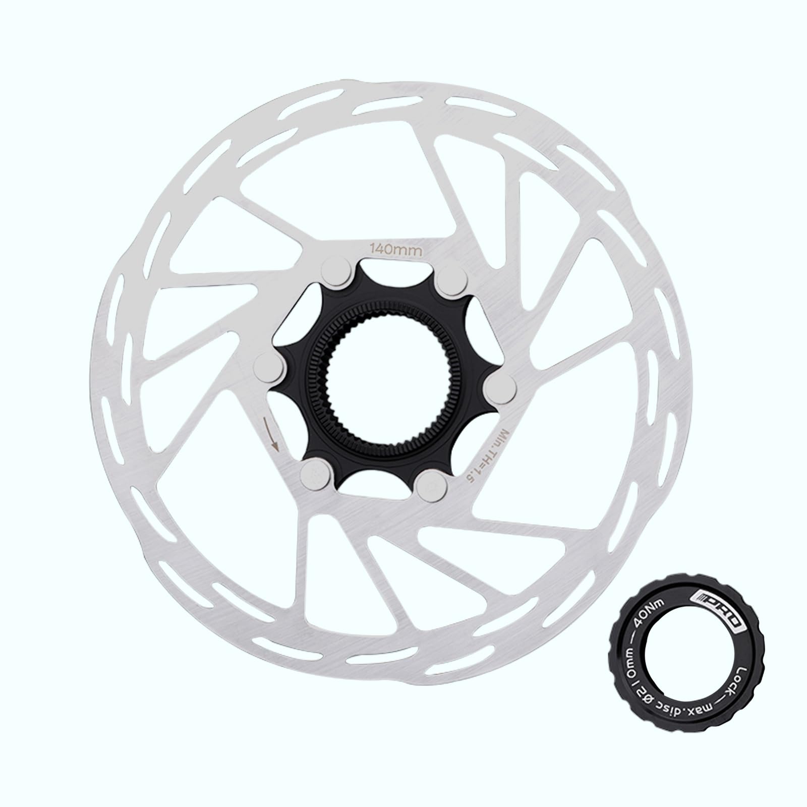 Jane Eyre Centre Lock Disc, Bicycle Centre Lock Brake Disc with Lock Cover 140mm Suitable for Mountain Bikes, Road Bikes