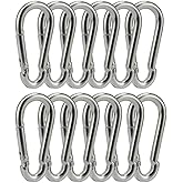 Carabiner 3 Inch Spring Snap Hook Heavy Duty Steel Carabiner Clip 12pcs 8x80mm for Hammock Swing Fitness Camping Hiking