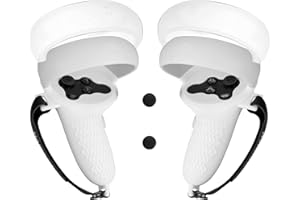 HCHRVR for Meta Quest 2 Controller Grips Accessories, Anti-Throw Silicone Grip Cover Protector with Knuckle Straps 。Anti-Bumping Silicone Halo Cover with Protection. (white)