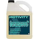 MOTIVITY Car Wash Soap, Concentrated Formula, For Use on Cars, Trucks, Motorcycles, Powersports, RVs, Works with Cannon, Foam Gun, or Pressure Washer – 1 Gallon