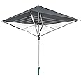 Leifheit Rotary Dryer LinoProtect 400, Aluminium - Rustproof, Grey, 40 m Line Length, Rotary Dryer with Umbrella, Covered Washing Line, Rotary Clothes Line