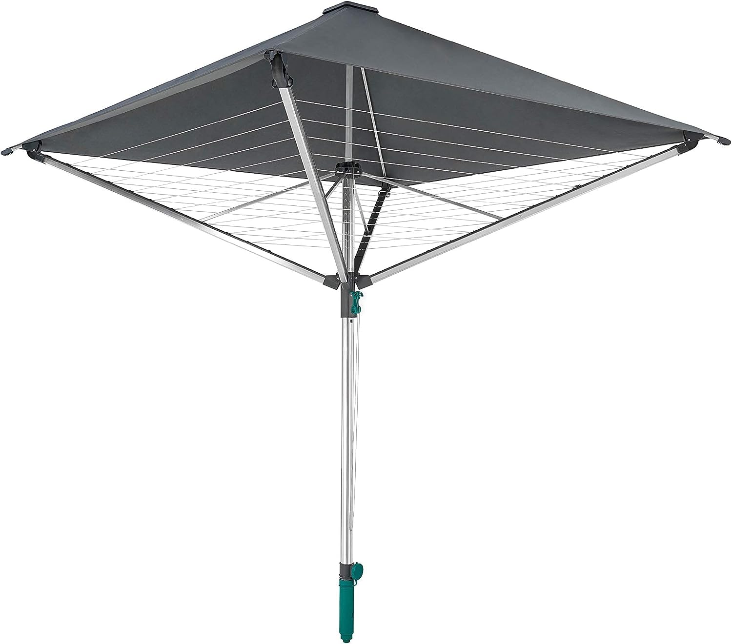 Leifheit LinoProtect 400 DL; 40m Rotary clothes line with integrated waterproof cover to keep laundry dry - even when it rains; 2.94m turning diameter, Easy pull-open, Non-rust, lightweight aluminium