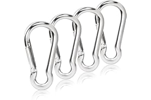BONWIN Small Flag Pole Ring Replacement Carabiner Clips, 4 Pcs 304 Stainless Steel Flagpole Clip M4 Spring Snap Hooks for Grommeted Flag, Replaceable Flagpole Hardware Accessories for 1" 1.25" Flagpole Rings