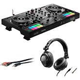 Hercules DJControl Inpulse 500 DJ Software Controller with Hercules HDP DJ45 Over-Ear Headphones &amp; Mini to 6' RCA Cable Bundle